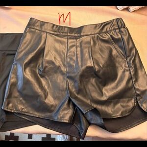 Black Leather Women's Shorts